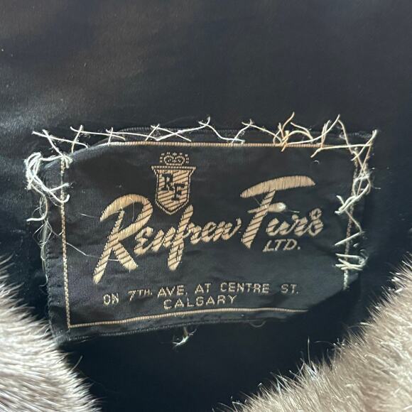 Vintage Renfrew Furs Persian Lamb Coat Black Curly Fur Mink Collar Calgary - Picture 2 of 11